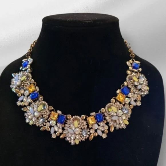 Vintage Multicolor Rhinestone Statement Necklace - Picture 1 of 6